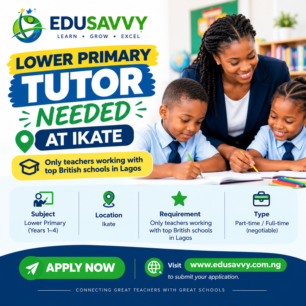 lower primary tutor needed at ikate